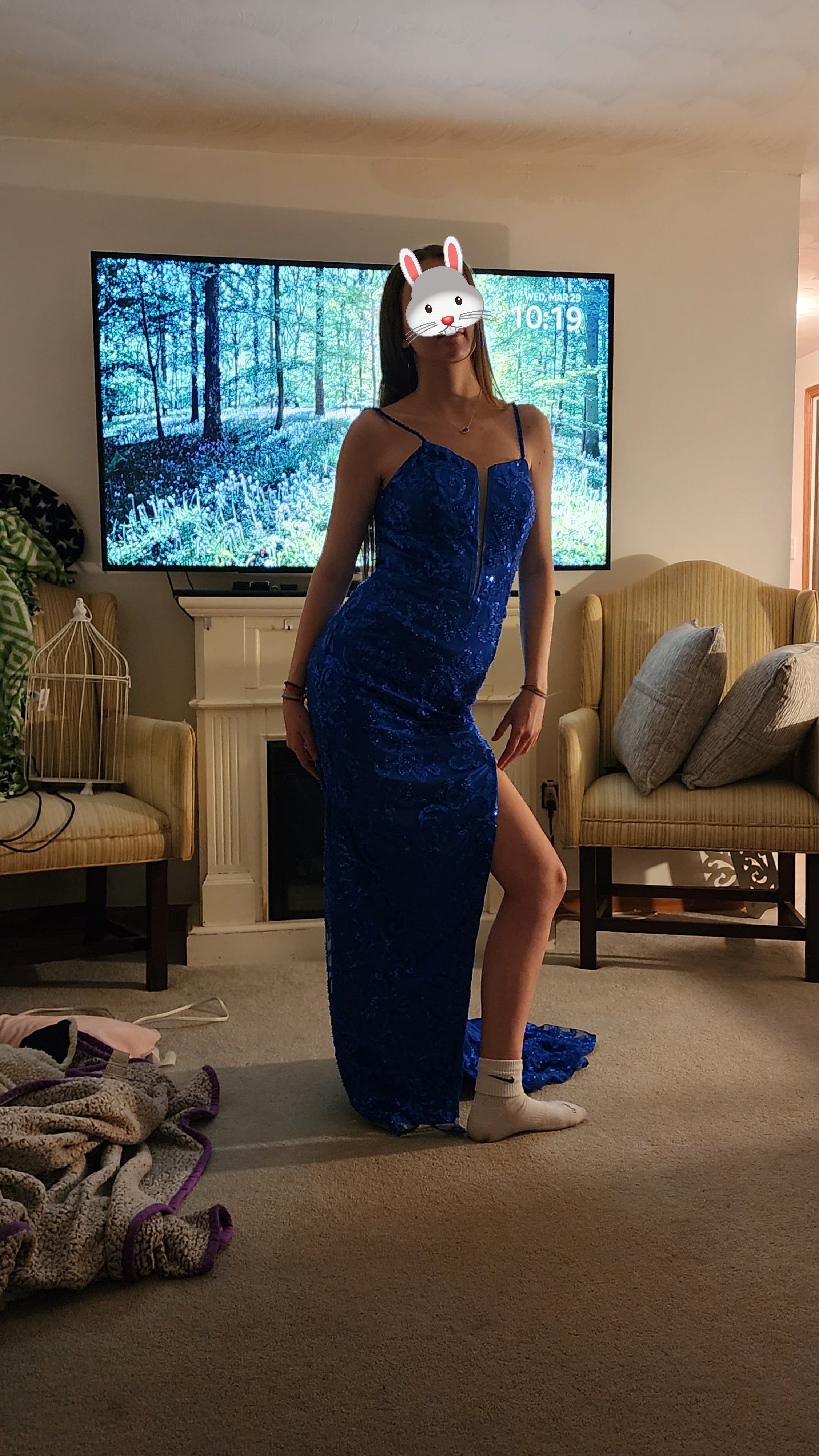 33857 - Striking  Deep V-Neck Side Split Appliques Mermaid Hot Long Prom Formal Dress
