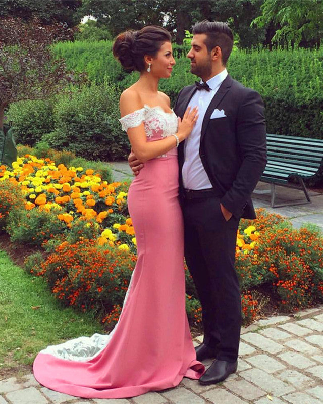 Elegant Lace Sweetheart Mermaid Corset Prom Dresses Long Evening Gowns