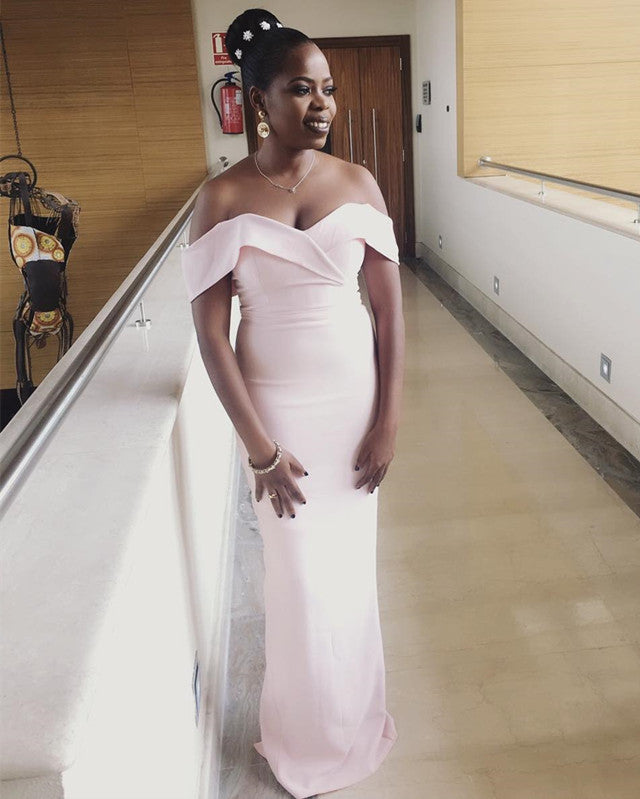 Glamorous V-neck Off Shoulder Mermaid Long Bridesmaid Dresses