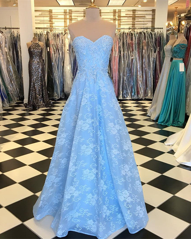 Elegant Sweetheart Long Lace Prom Dresses