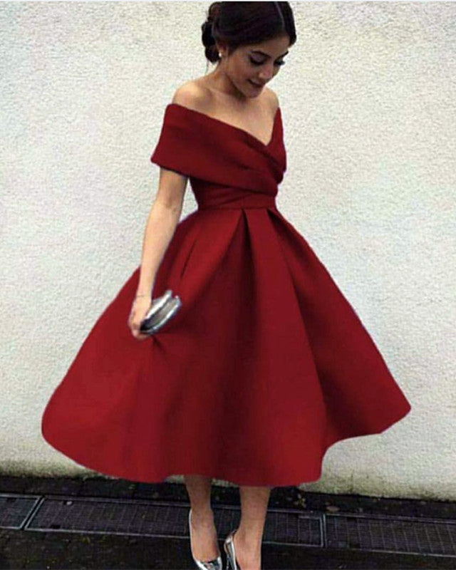 1920s Style Off The Shoulder V-neck Satin Swing Ball Gowns Homecoming Dress