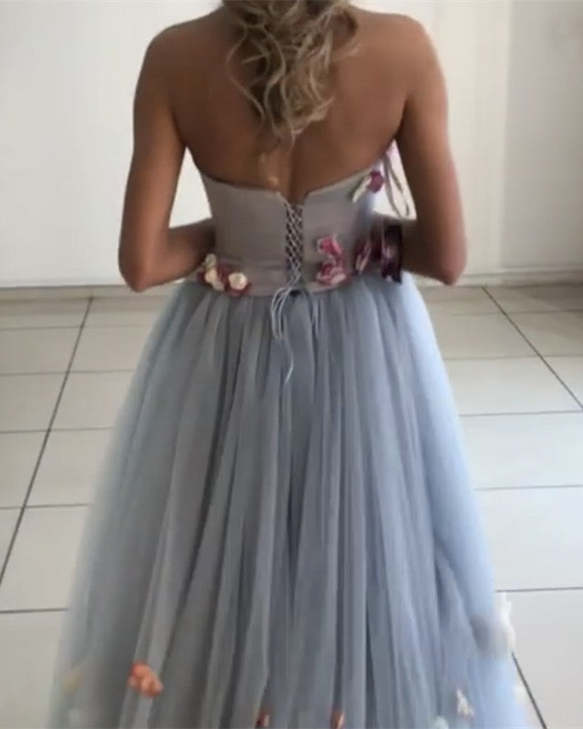 Lovely Floral Flowers Tulle Sweetheart Wedding Dresses 2019