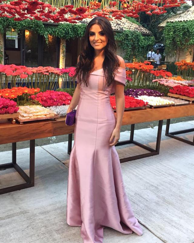 Sexy V-neck Off The Shoulder Mermaid Prom Dresses Long Satin Gowns