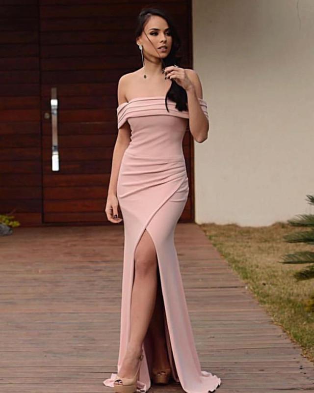 Sexy Off The Shoulder Mermaid Prom Dresses Long Split Evening Gowns