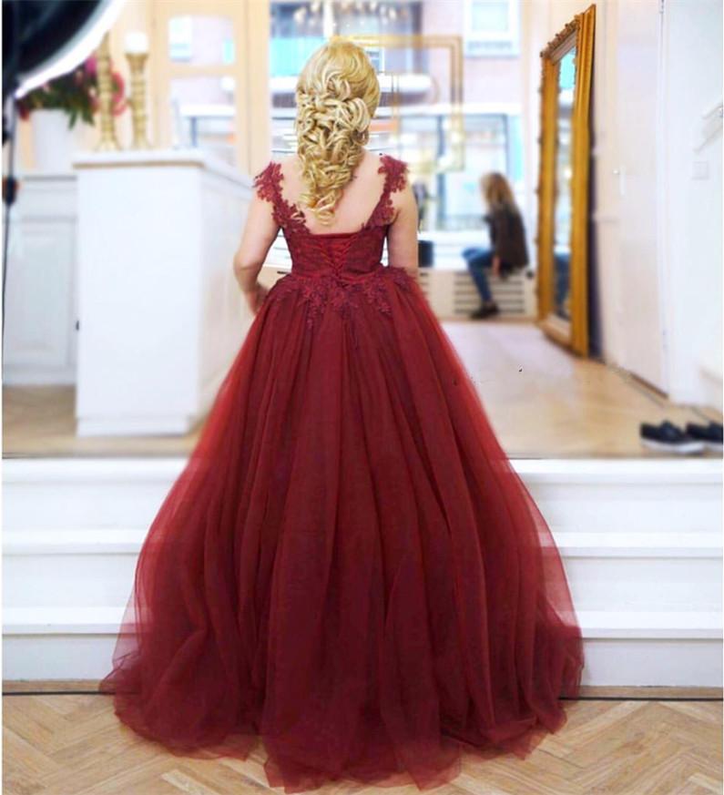 Modest Lace Appliques Cap Sleeves Tulle Mermaid Prom Dresses