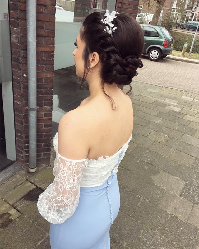 White Lace Long Sleeves Mermaid Evening Dress Off Shoulder Prom Dresses