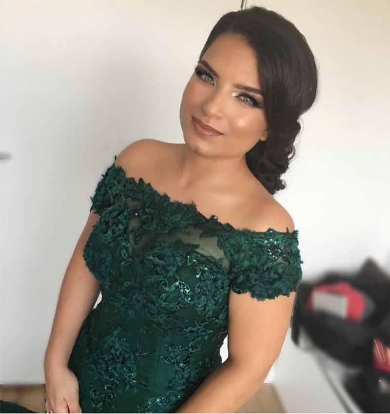 Stylish Lace Mermaid Evening Dresses Off-the-shoulder Prom Gowns 2018