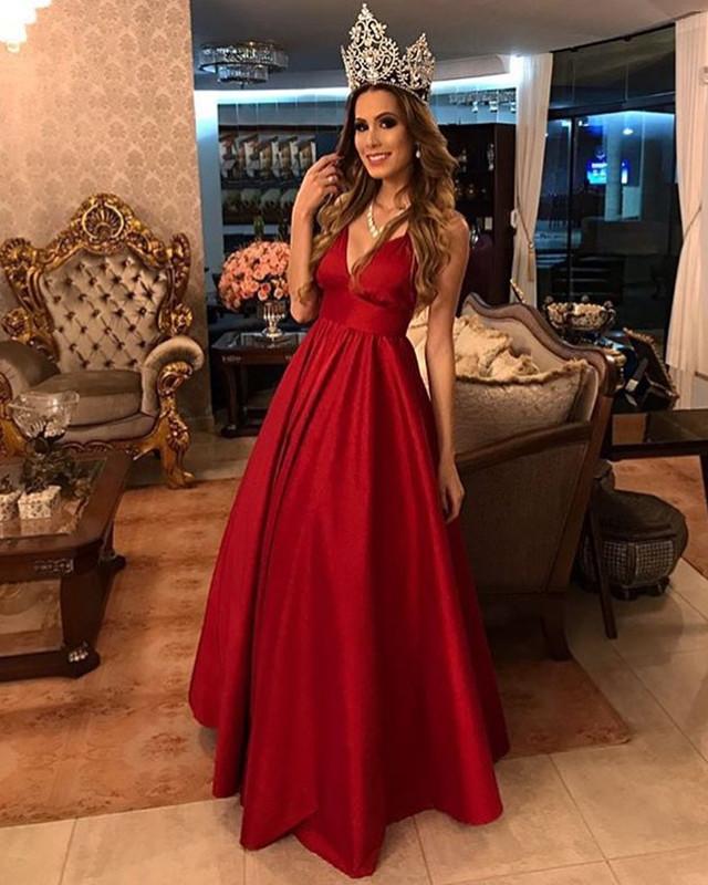 Sexy Plunge V-neck Floor Length Satin Bridesmaid Dresses