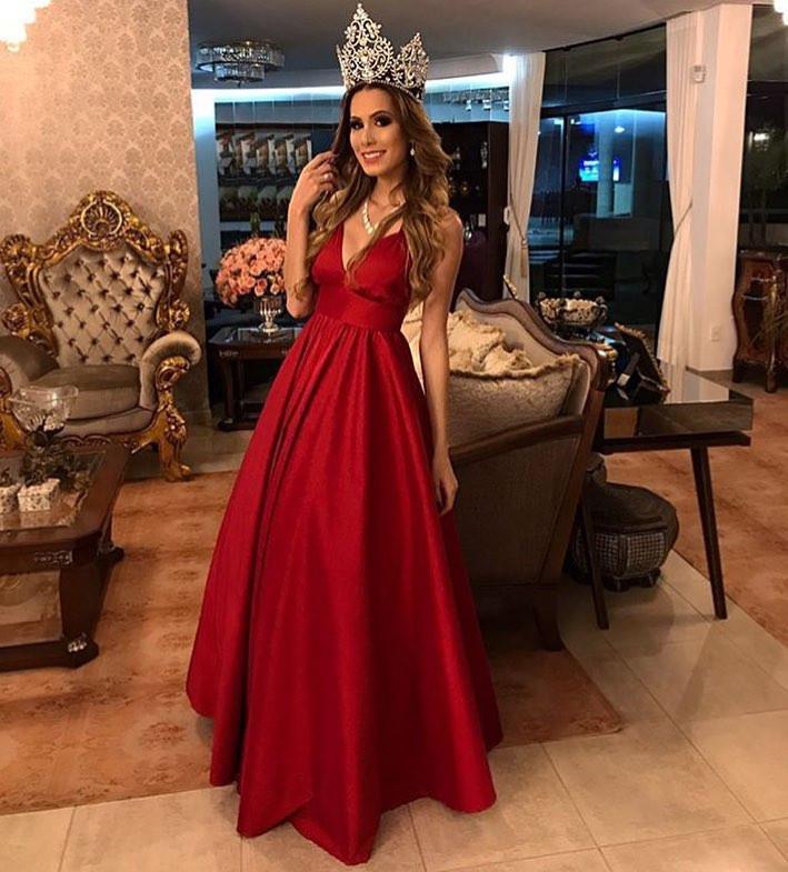 Sexy Plunge V-neck Floor Length Satin Bridesmaid Dresses