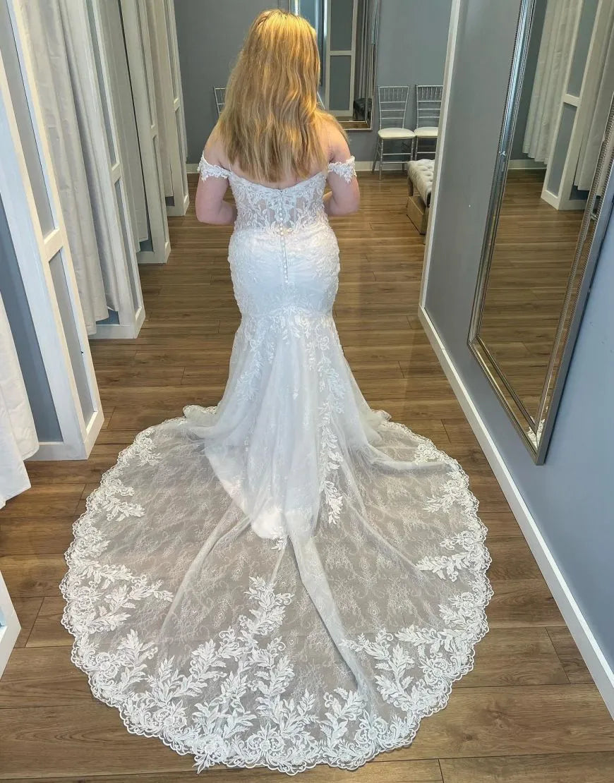Aimishang Wedding Dress Mermaid Off The Shoulder Chapel Train With Appliques