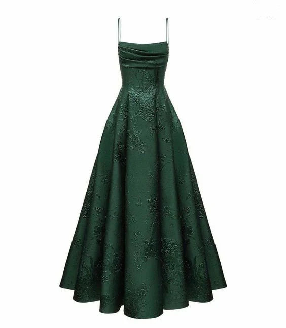 Charming Green A-Line Spaghetti Straps Classy Evening Party Dress Prom Dress Wholesale