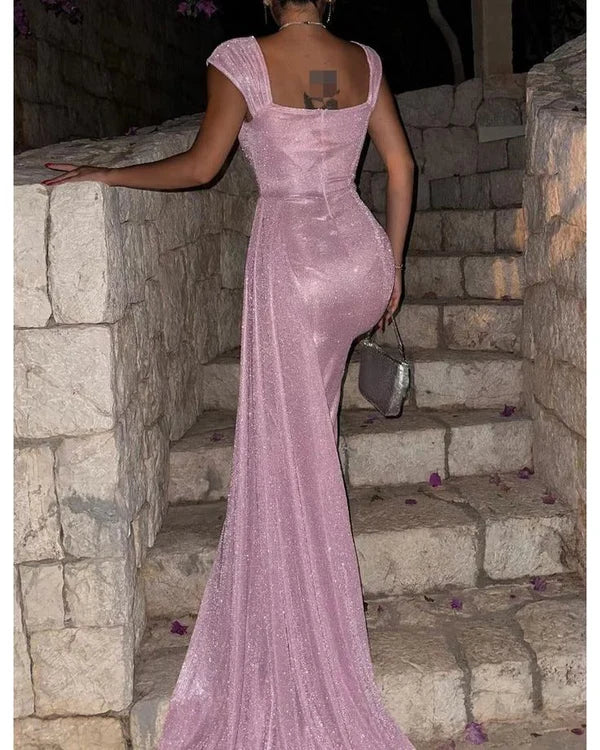 Wholesale Sexy Pink V-Neck Mermaid Prom Dress Evening Dress Charming Party Dress