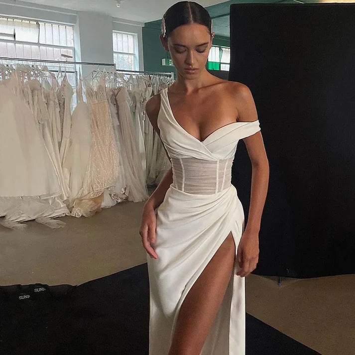 Aimishang Dress Wholesale Elegant Mermaid One-Shoulder Long Wedding Dress Charming Bridal Gown With Slit