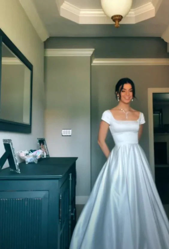 Aimishang Dress Wholesale A Line Long Prom Dress Elegant Wedding Dress Simple Party Evening Dress