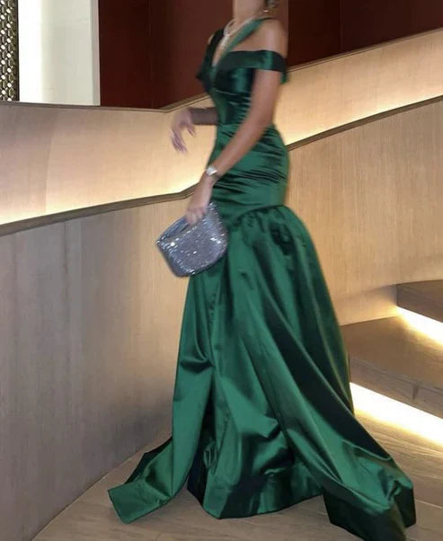 Green Mermaid Long Prom Dress Elegant Evening Dress Floor Length wedding guest dress Wholesale