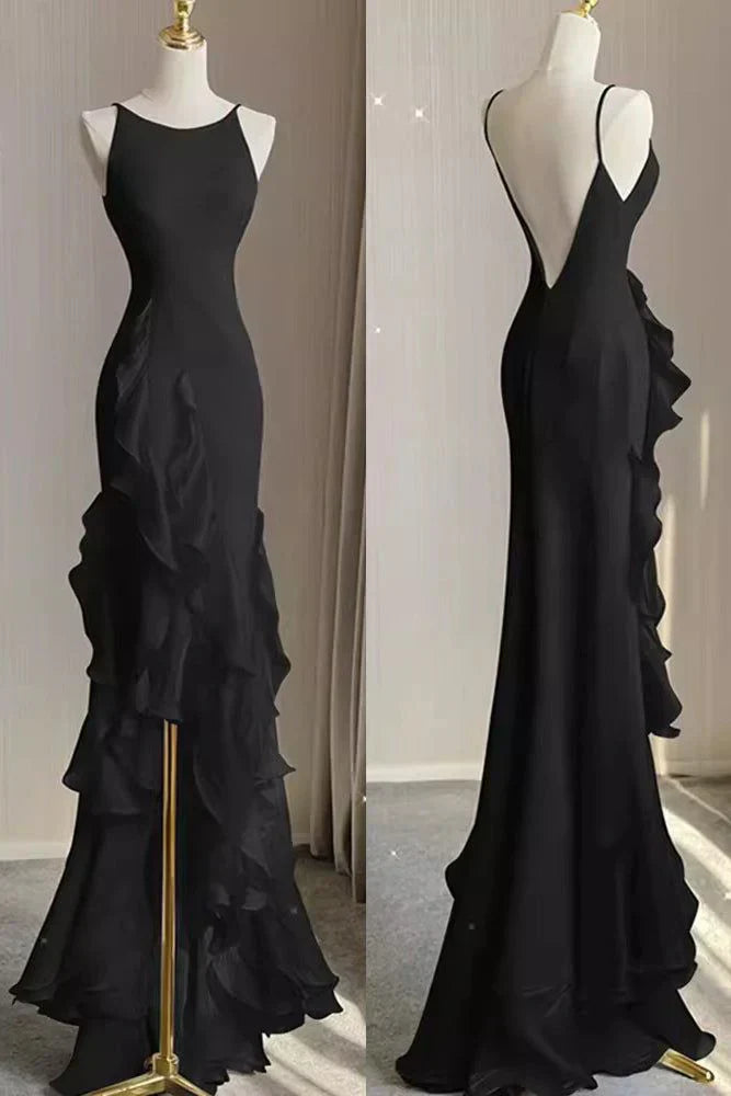 Aimishang Elegant Spaghetti Straps Mermaid Evening Dress With Ruffles Backless Long Prom Dress