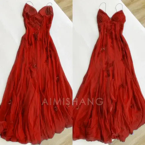Aimishang Elegant Formal Dresses Spaghetti Straps Appliques A Line Long Prom Dresses Formal Women's Dresses Party Dresses