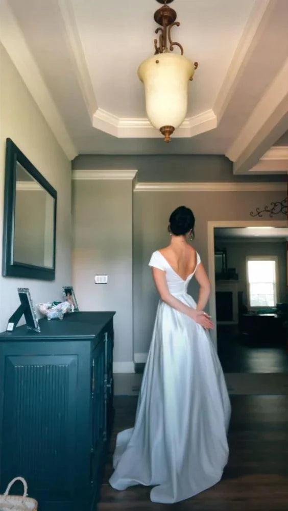 Aimishang Dress Wholesale A Line Long Prom Dress Elegant Wedding Dress Simple Party Evening Dress