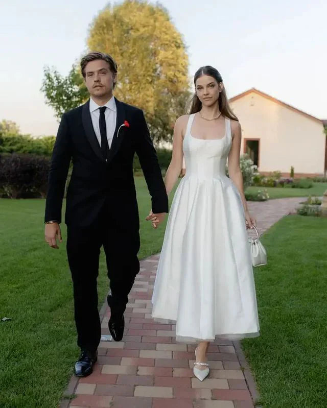 Aimishang Dress Wholesale Satin Tulle Wedding Dress Simple Square Neckline Elegant Formal Prom Dress