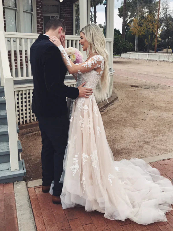 Alluring A-ine Wedding Dresses With Appliques Tulle Bridal Gowns Beautiful