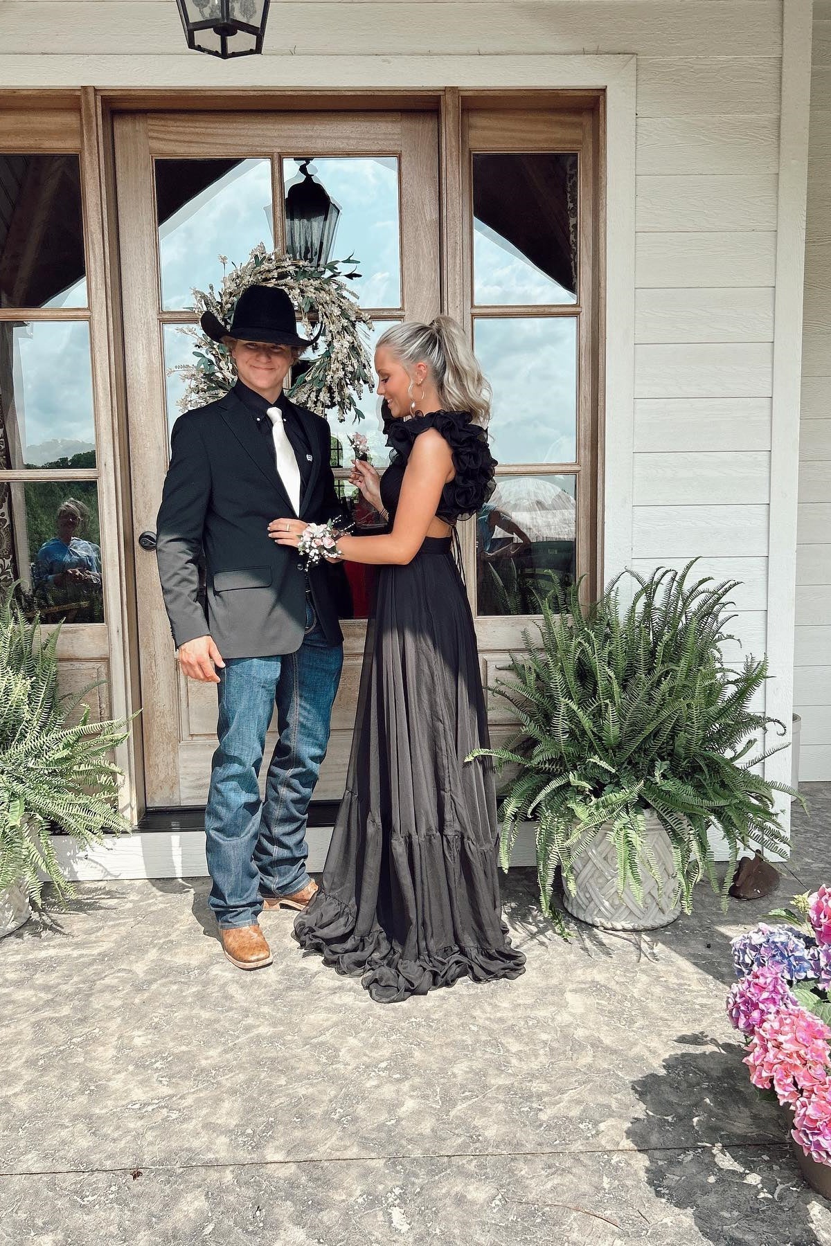 Aimishang Ruffles Fuchsia Chiffon A-line Boho Dress Prom Dress Charming Evening Party Dress