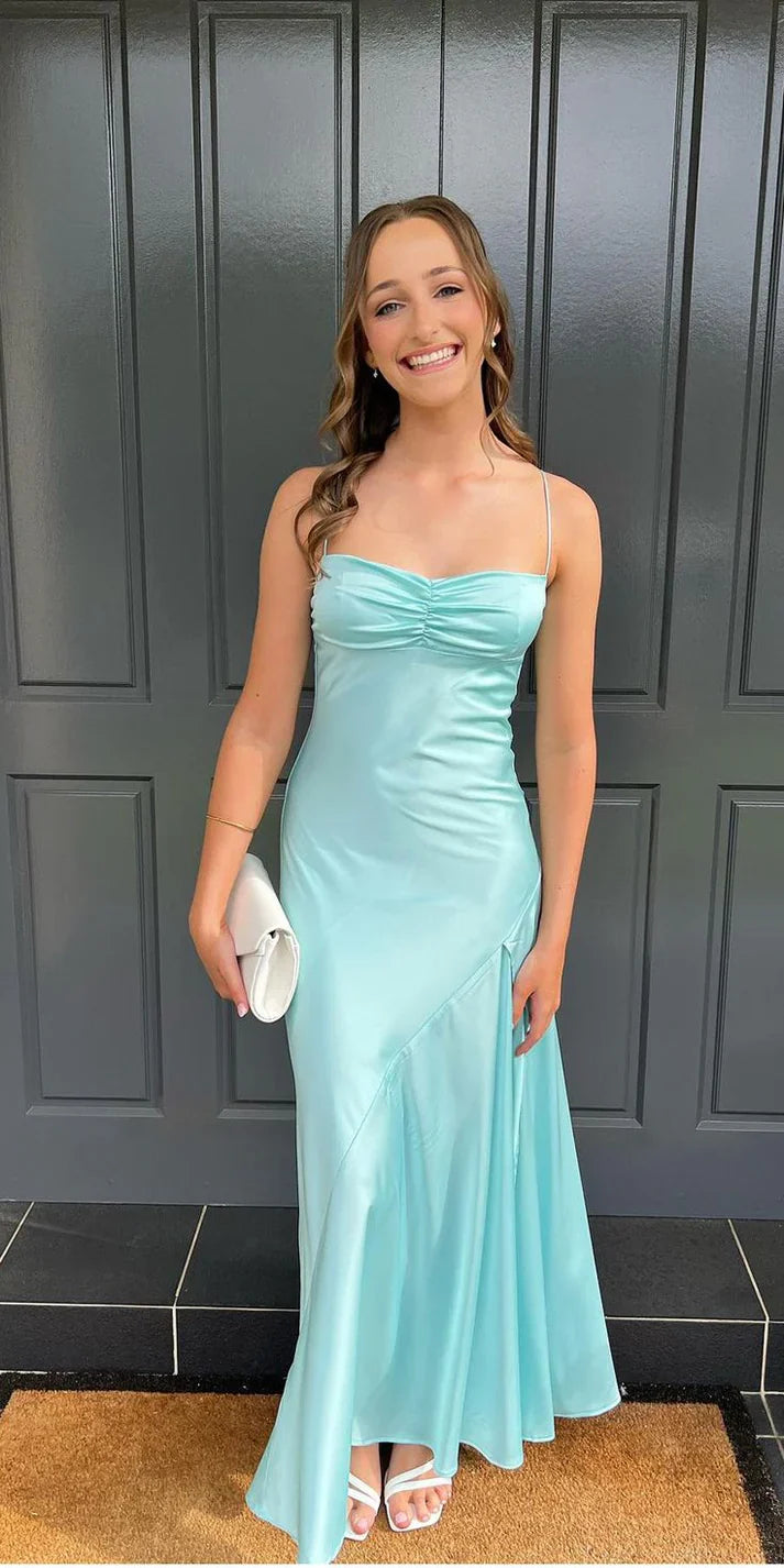 Aimishang Elegant Dresses Gowns Evening Dresses Spaghetti Straps Long Prom Dress Satin Formal Party Dress