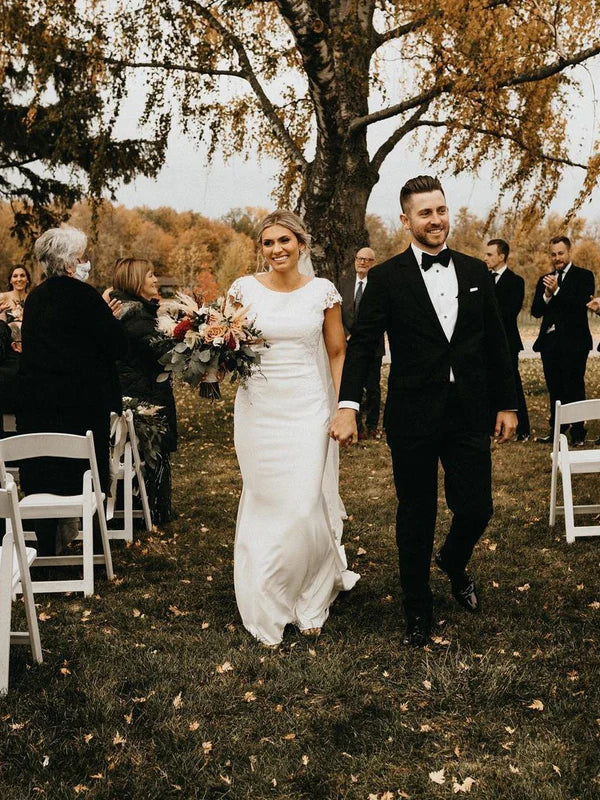 Appliqued Satin Mermaid Lace Wedding Dresses With Beaded Floor Length Elegant