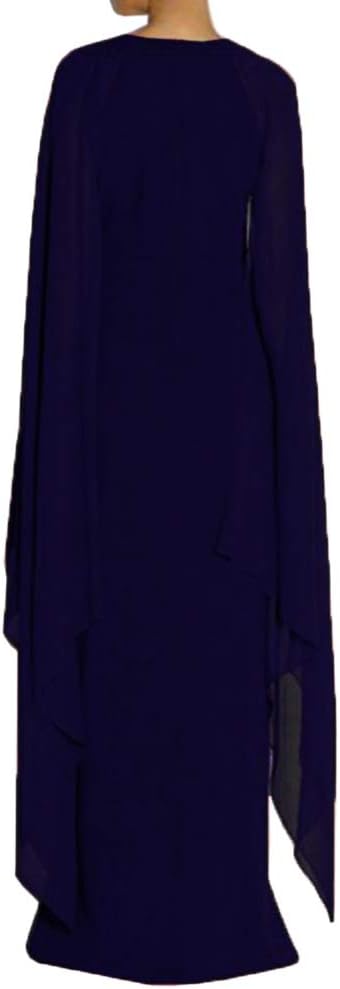 Women's Elegant High Split Flare Sleeve Formal Evening Gowns Maxi Dress Women's Elegant High Split Flare Sleeve Formal Evening Gowns Maxi Dress with Cape Party Dress Wholesale