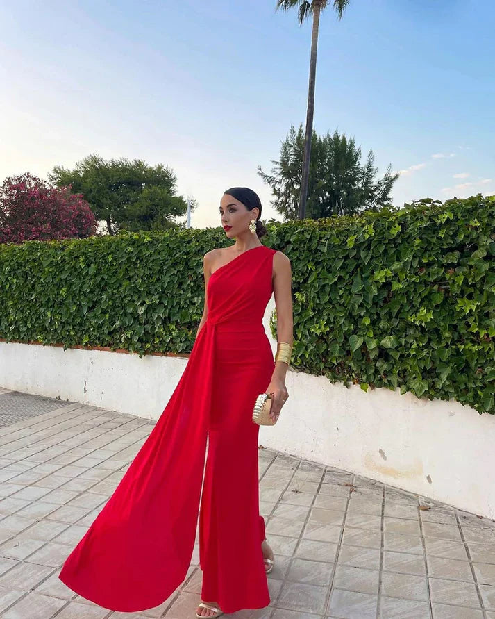 Aimishang Dress Wholesale Red Evening Party Dress Elegant Mermaid One Shoulder Prom Dress