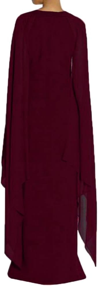 Women's Elegant High Split Flare Sleeve Formal Evening Gowns Maxi Dress Women's Elegant High Split Flare Sleeve Formal Evening Gowns Maxi Dress with Cape Party Dress Wholesale