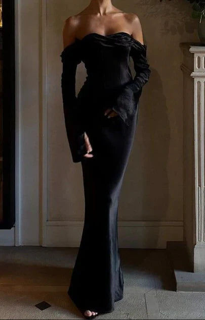 Wholesale Mermaid Off The Shoulder Black Prom Dress Elegant Party Evening Gown