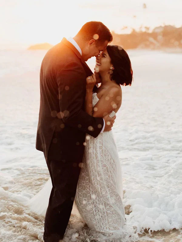 Exquisite Floral Lace Sweetheart A-line Bridal Dresses Off Shoulder Elegant Wedding Dress