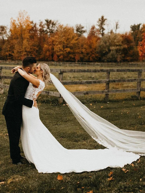 Appliqued Satin Mermaid Lace Wedding Dresses With Beaded Floor Length Elegant