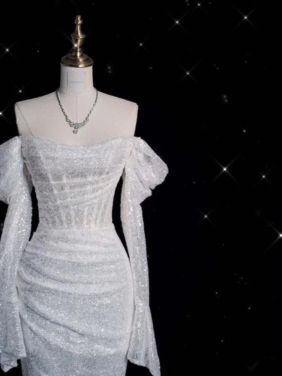 Wholesale Glitter Corset Sequins Wedding Dress Mermaid Prom Dress Charming Evening Dress