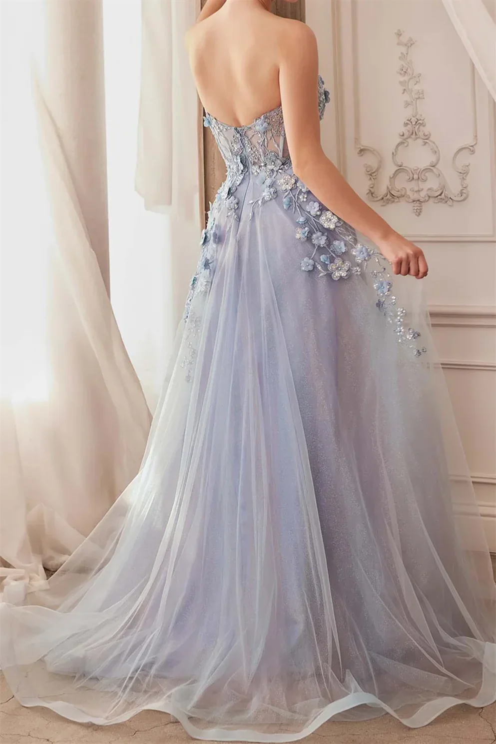 Sweetheart A Line Prom Dress Corset Tulle Evening Dress With Sleeves Off Shoulder Beautiful Wholesale