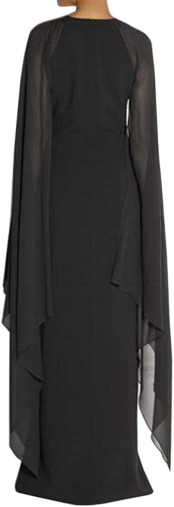 Women's Elegant High Split Flare Sleeve Formal Evening Gowns Maxi Dress Women's Elegant High Split Flare Sleeve Formal Evening Gowns Maxi Dress with Cape Party Dress Wholesale