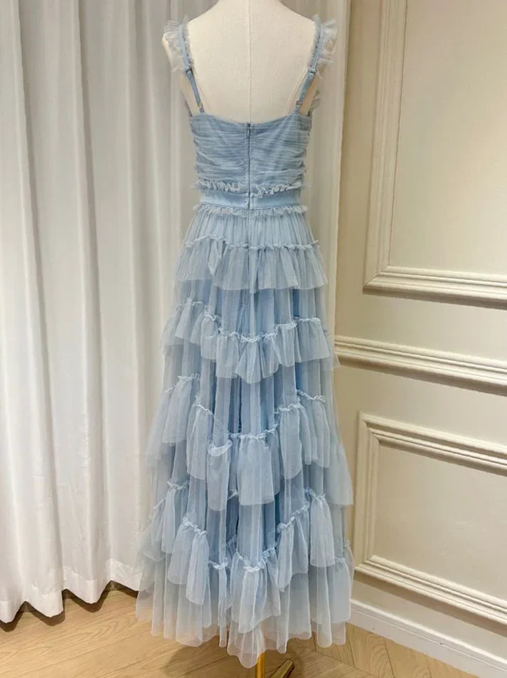 Aimishang Blue A-Line Tulle Tiered Cute Prom Dress Party Gown Charming Evening Dress Wholesale