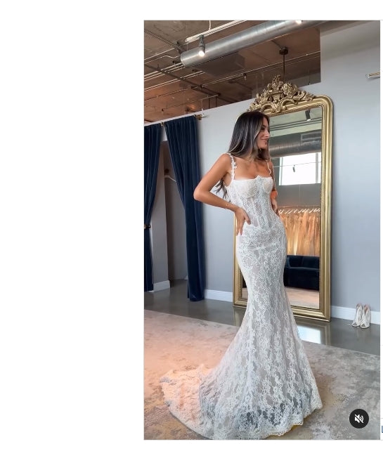 White Strapless Appliques Lace Mermaid Elegant Wedding Dress Floor Length Charming Wholesale