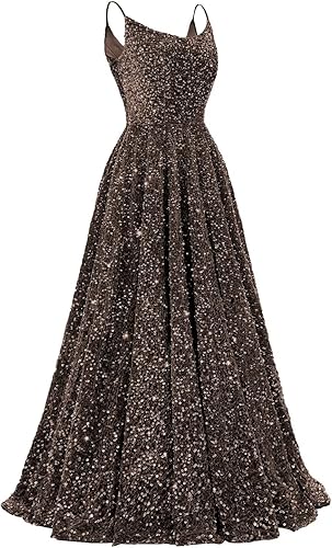 Spaghetti Straps Prom Dresses Sequin Long Formal Ball Gowns Sparkly A-Line Evening Party Gown Wholesale