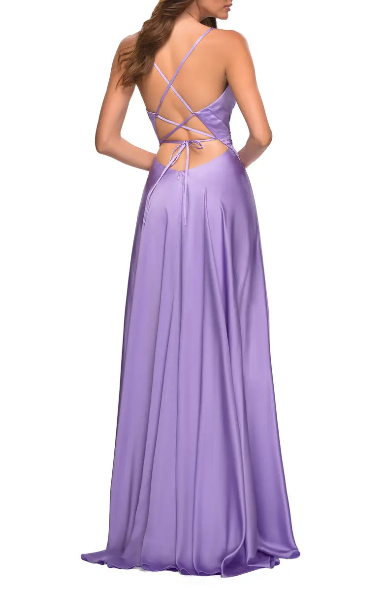 Noble thin shoulder strap off shoulder sleeveless satin and ground length off back strapping evening dress