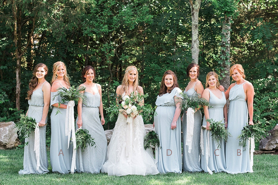 Light Pale Blue Mismatched Chiffon Simple A-line Bridesmaid Dresses,DB110