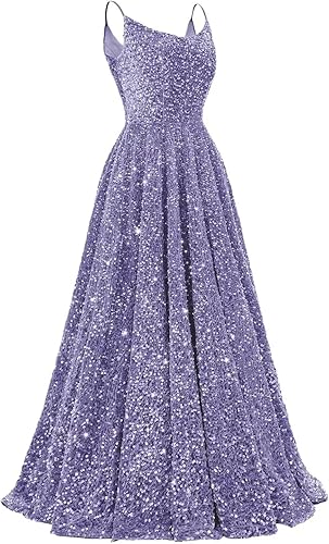 Spaghetti Straps Prom Dresses Sequin Long Formal Ball Gowns Sparkly A-Line Evening Party Gown Wholesale