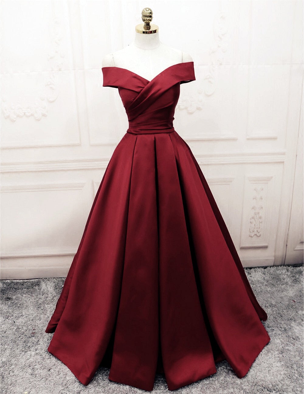 Long Satin Off The Shoulder Formal Dresses