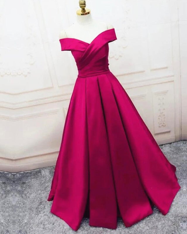 Long Satin Off The Shoulder Formal Dresses