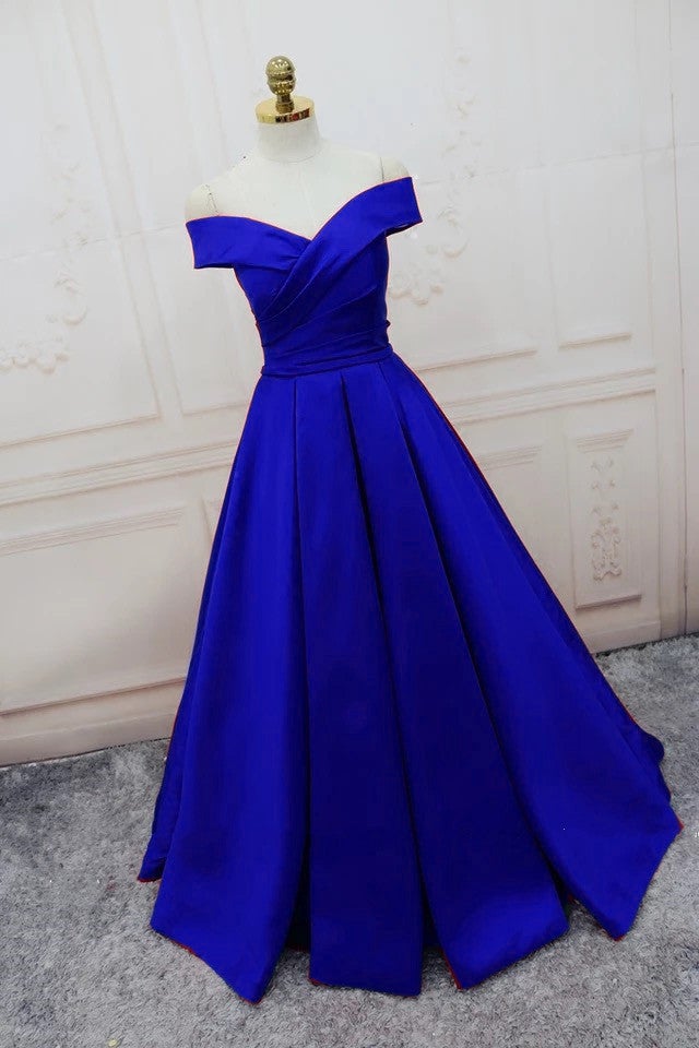Long Satin Off The Shoulder Formal Dresses