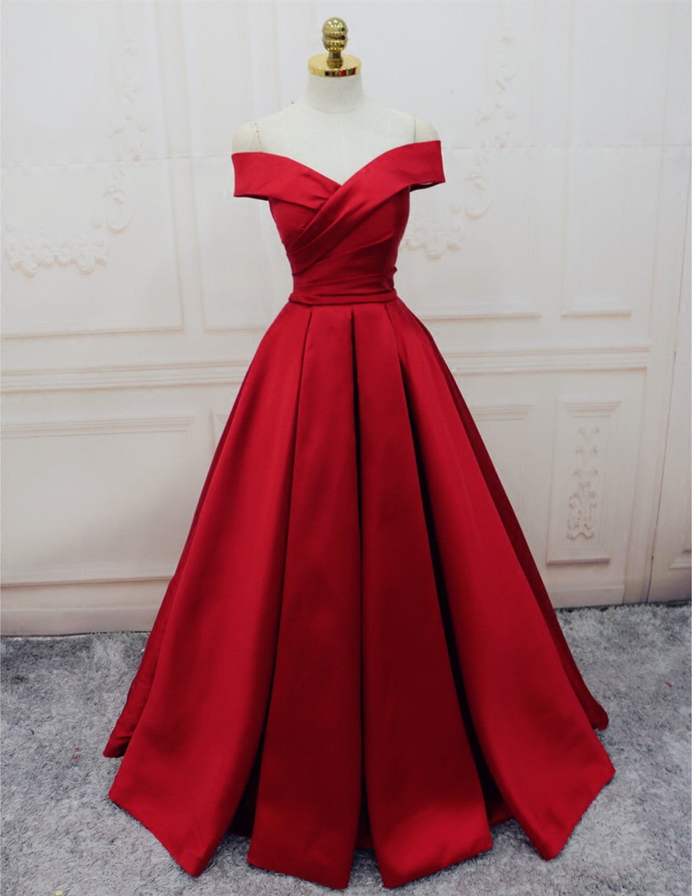 Long Satin Off The Shoulder Formal Dresses