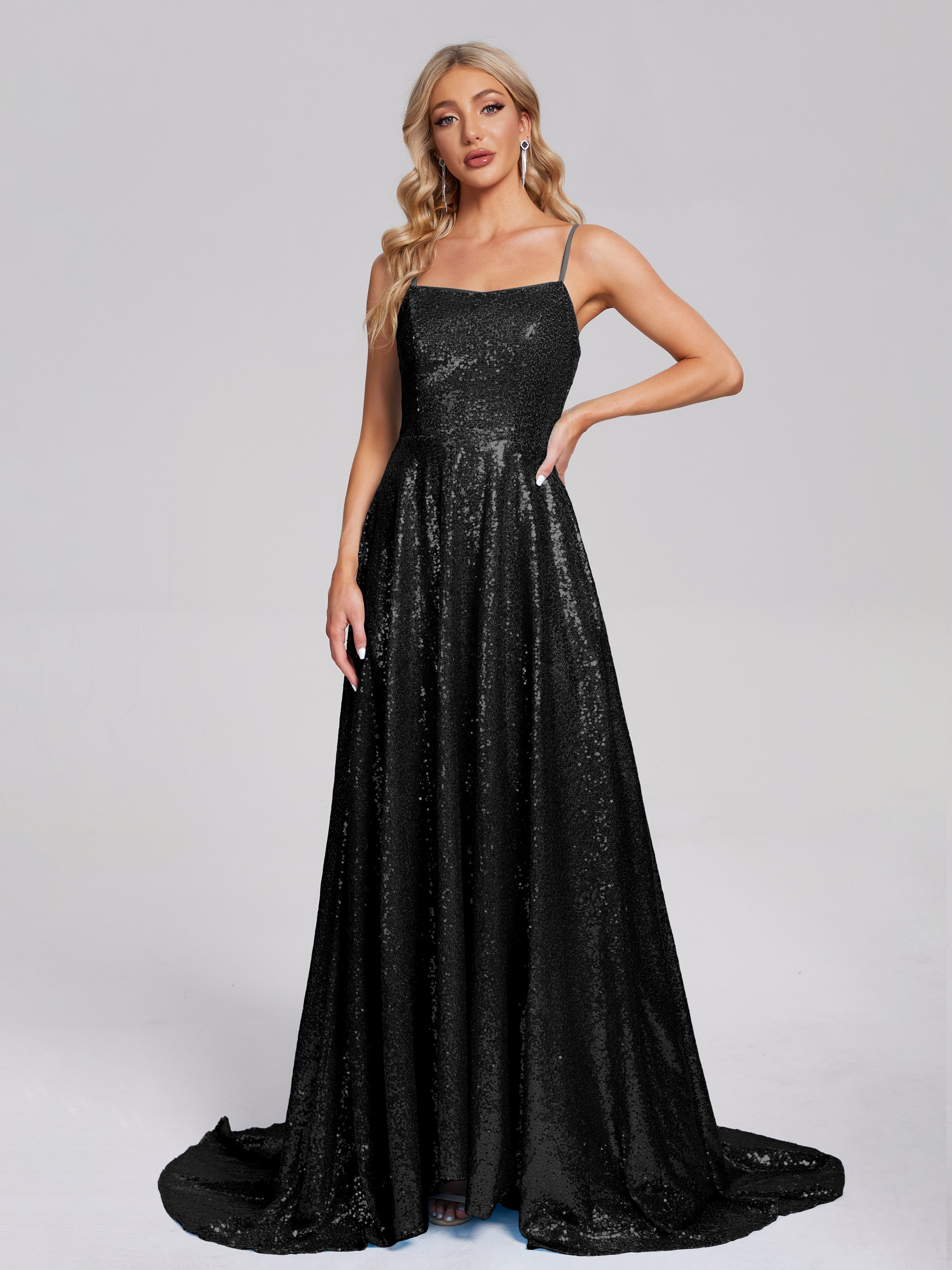 Sweep Train Sequins Prom Dresses