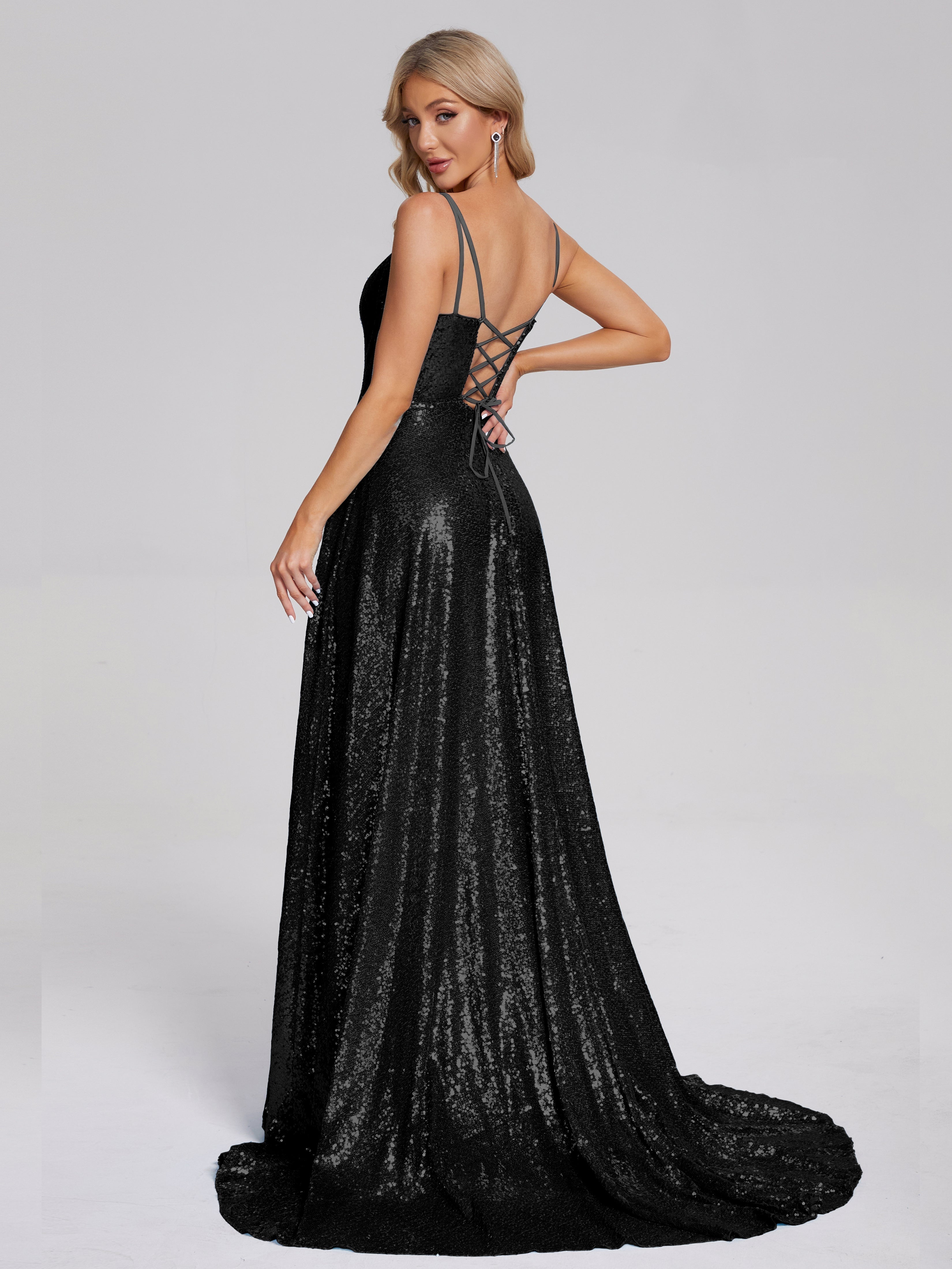 Sweep Train Sequins Prom Dresses