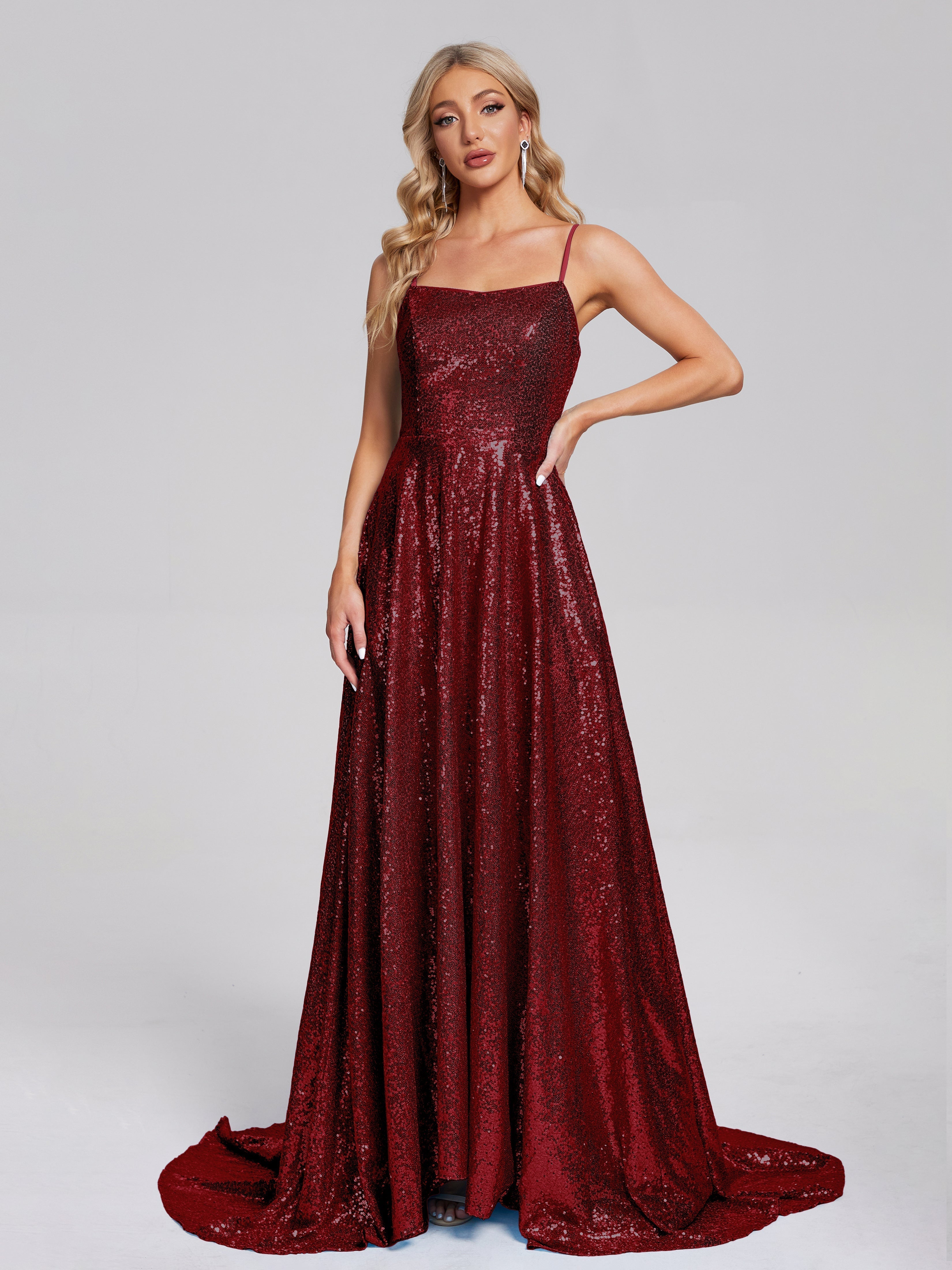 Sweep Train Sequins Prom Dresses
