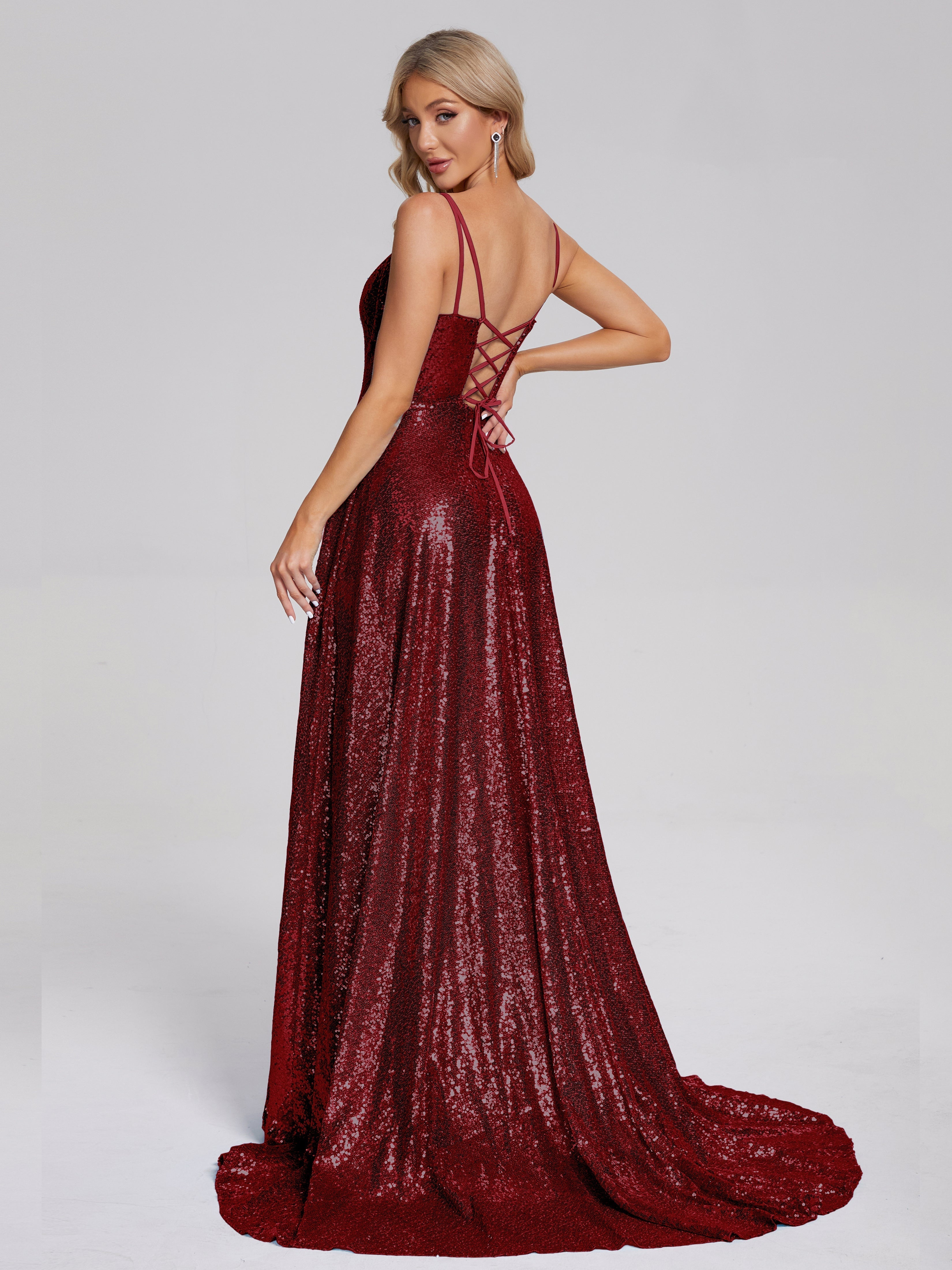 Sweep Train Sequins Prom Dresses